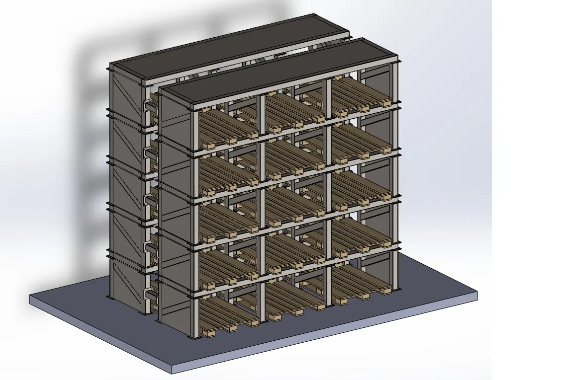 Estrutura de racks em vários níveis